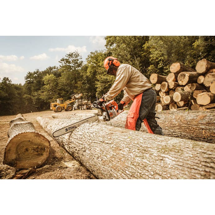Man bucking a tree using MS 661 C-M MAGNUM® 