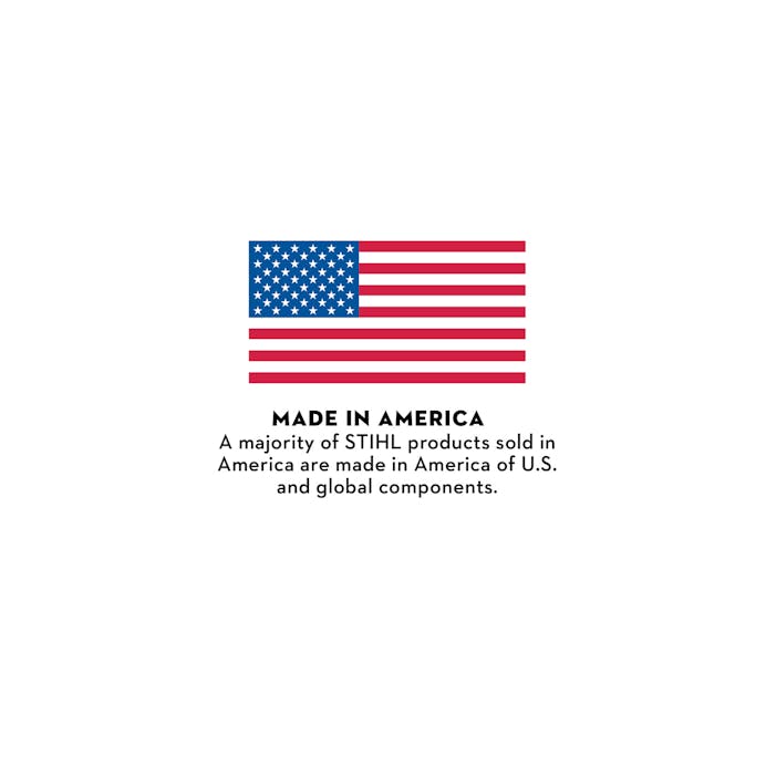 Made in America disclaimer stating "A majority of STIHL products sold in America are made in America of U.S. and global components."