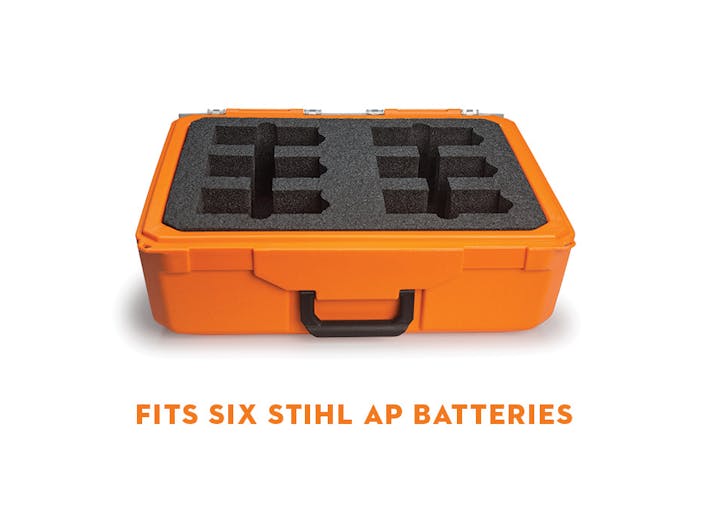 Carrying case with insert to fit six STIHL AP batteries