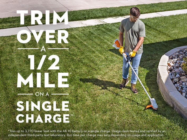 FSA 57 promo with text stating "Trim over a 1/2 mile on a single charge"
