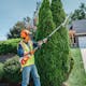 Man using HLA 135 (145°) to trim hedges in STIHL PPE
