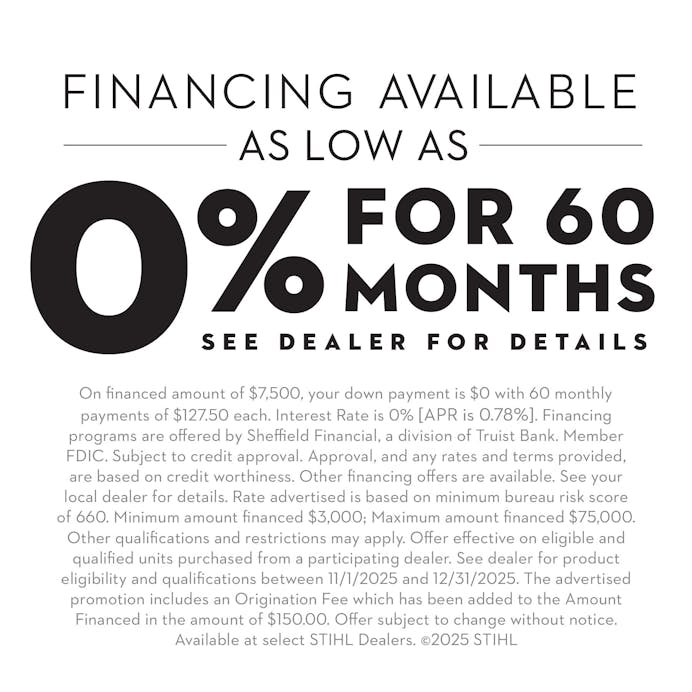 RZ 752 K promo with text "0% for 60 months see dealer for details"