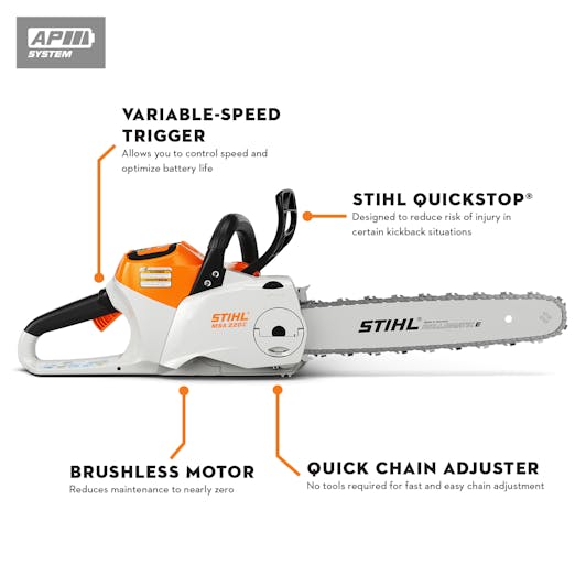 Stihl MSA 161 T Battery Powered Chainsaw with Quickstop