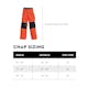 Chap sizing guide that includes the inseam, outseam, and size code