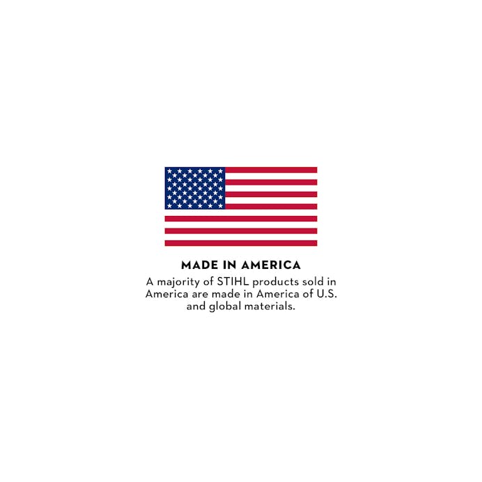 Made in America disclaimer stating that "A majority of STIHL products sold in America are made in America of U.S. and global materials."