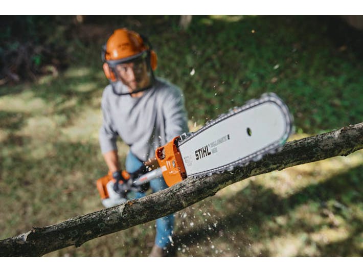 Close up of man cutting branch with the HT 250